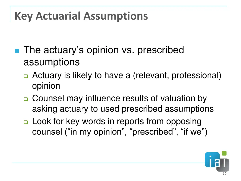 key actuarial assumptions 1