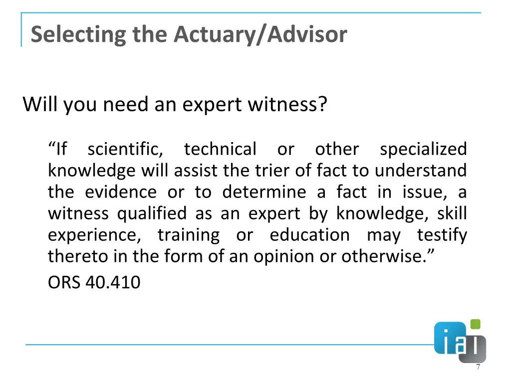 selecting the actuary advisor 1