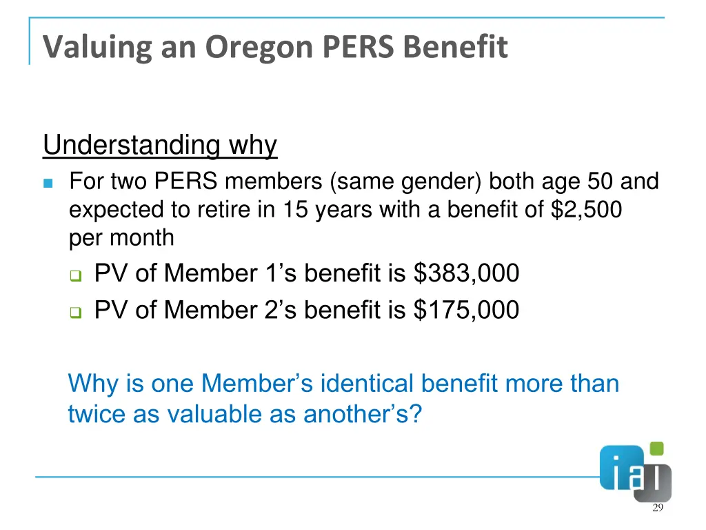 valuing an oregon pers benefit 1