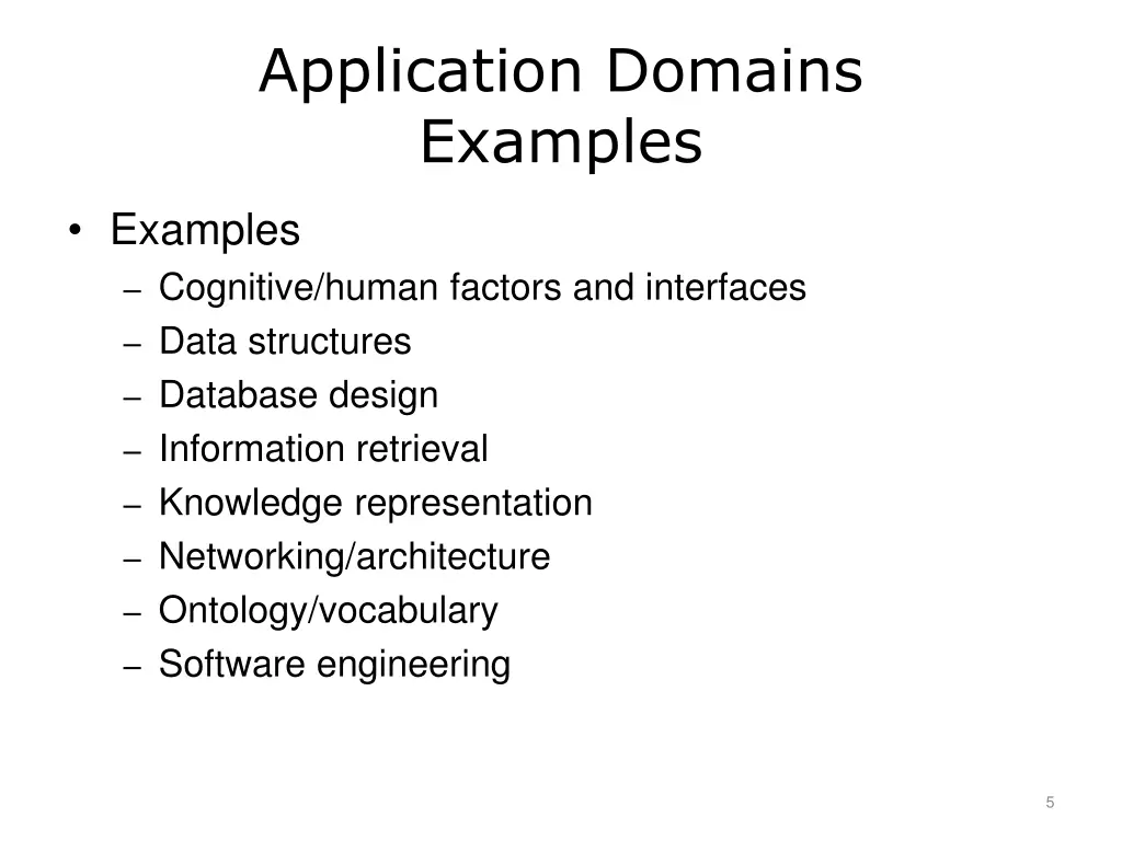 application domains examples