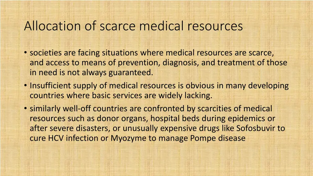 allocation of scarce medical resources