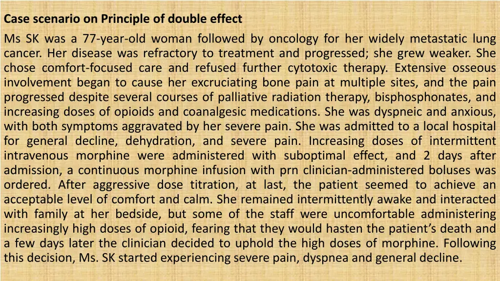 case scenario on principle of double effect