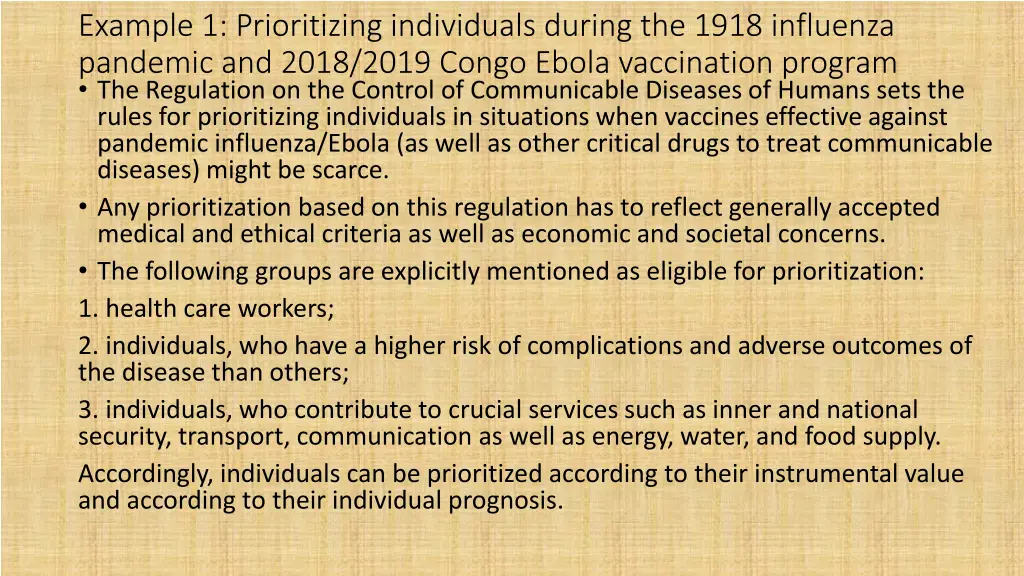 example 1 prioritizing individuals during