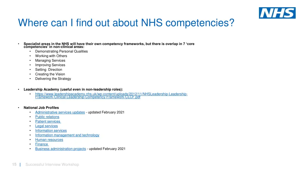 where can i find out about nhs competencies