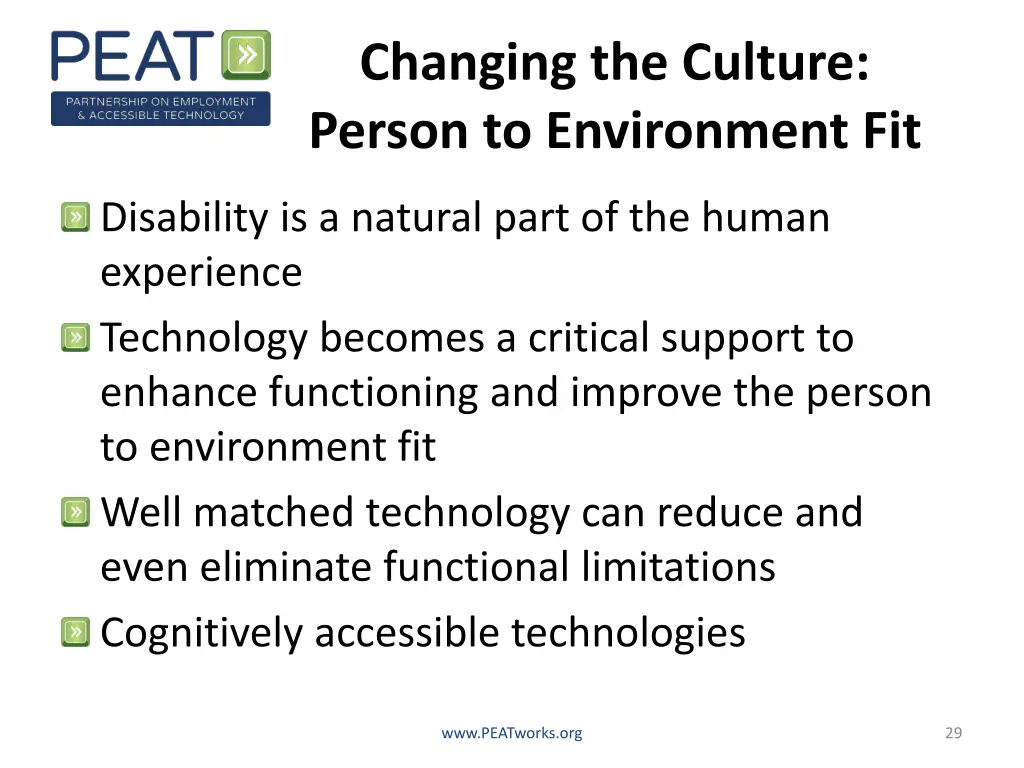 changing the culture person to environment fit