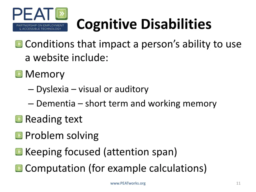 cognitive disabilities