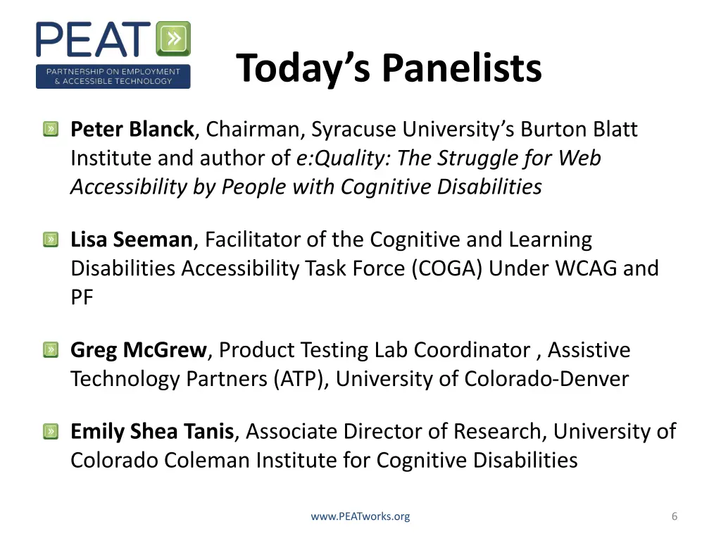 today s panelists