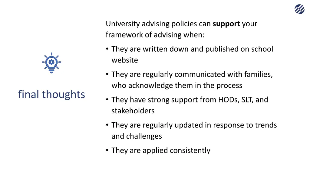 university advising policies can support your