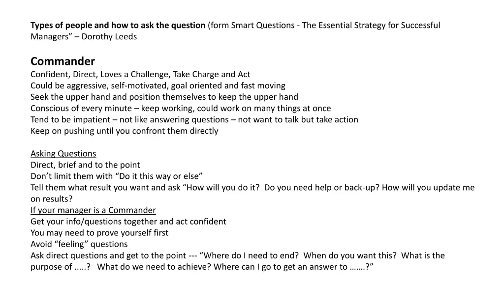 types of people and how to ask the question form