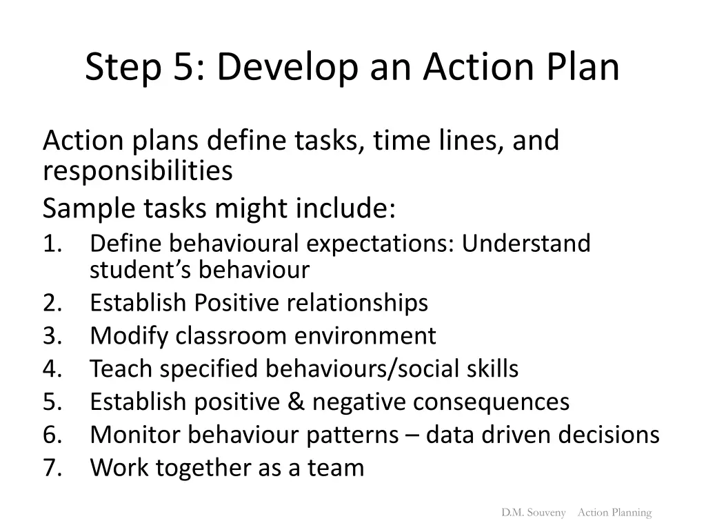 step 5 develop an action plan