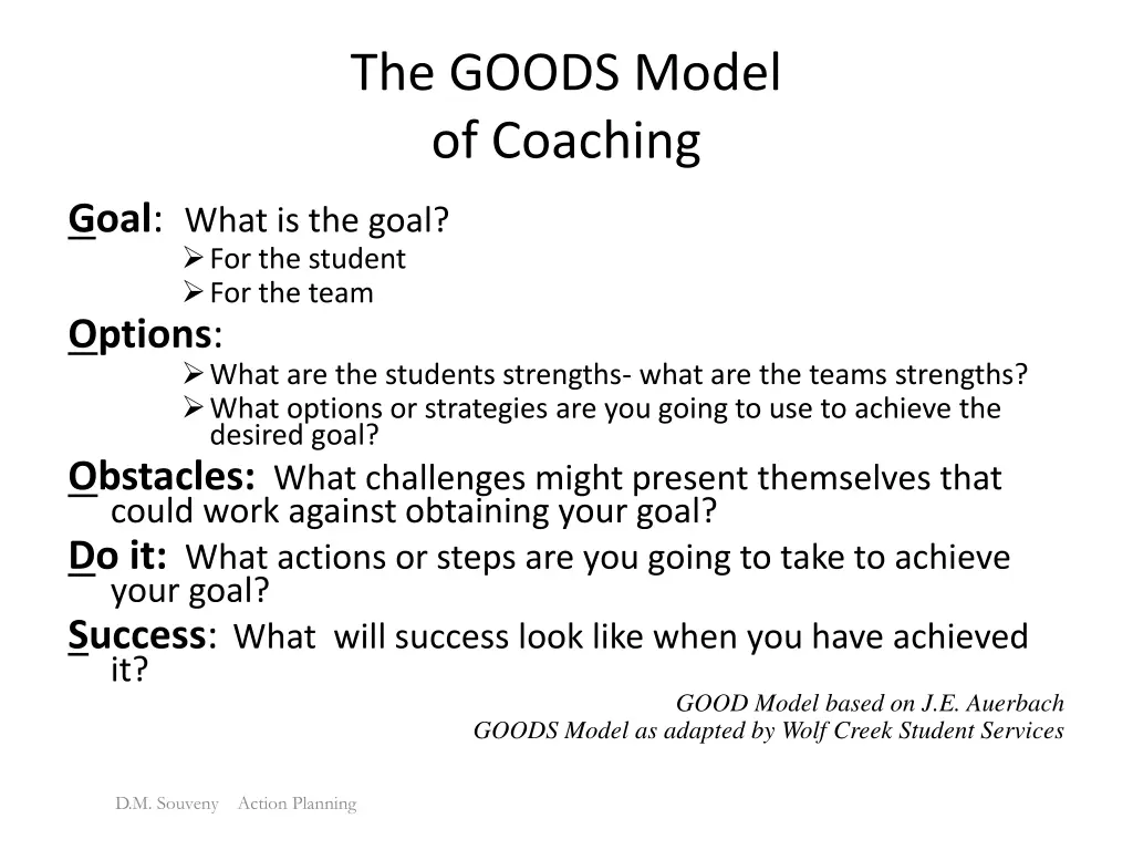 the goods model of coaching