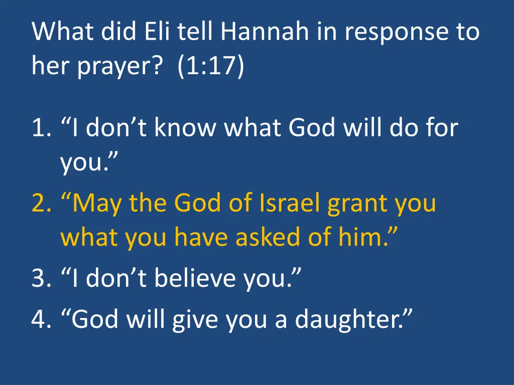 what did eli tell hannah in response 1