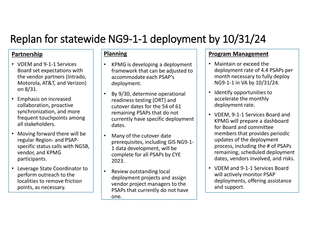 replan for statewide ng9 replan for statewide