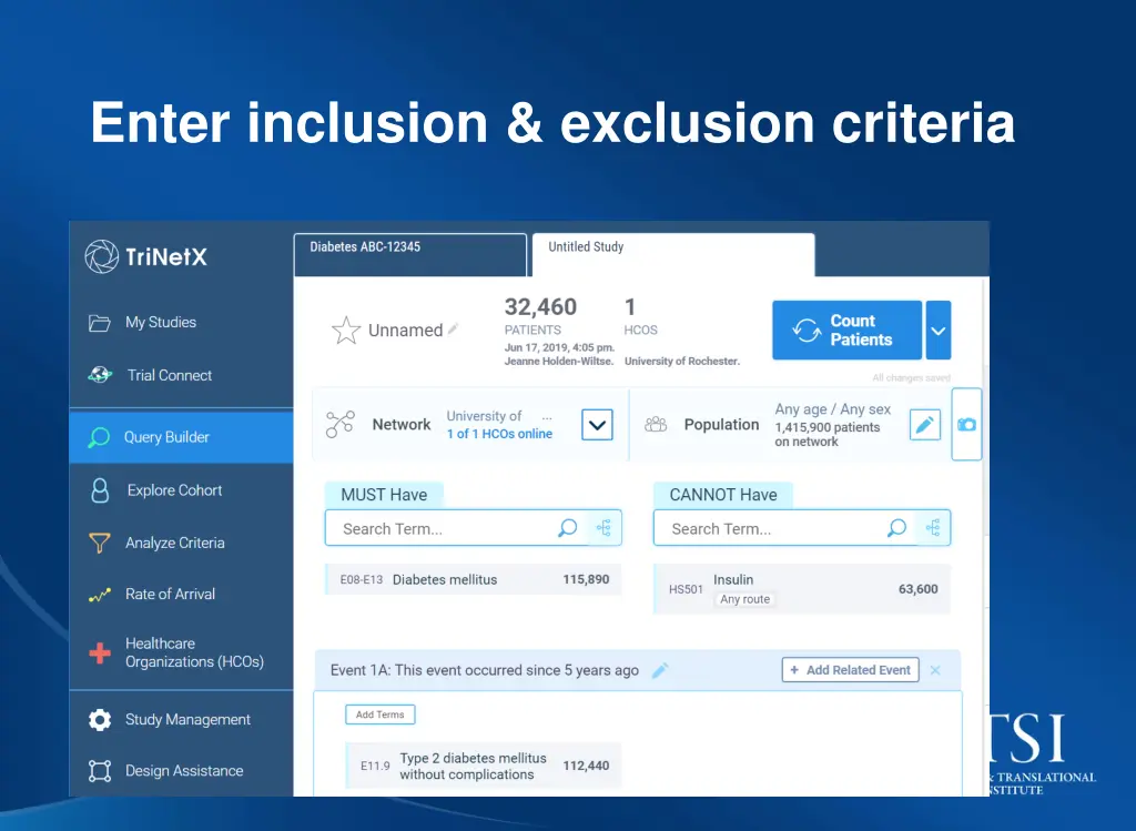 enter inclusion exclusion criteria