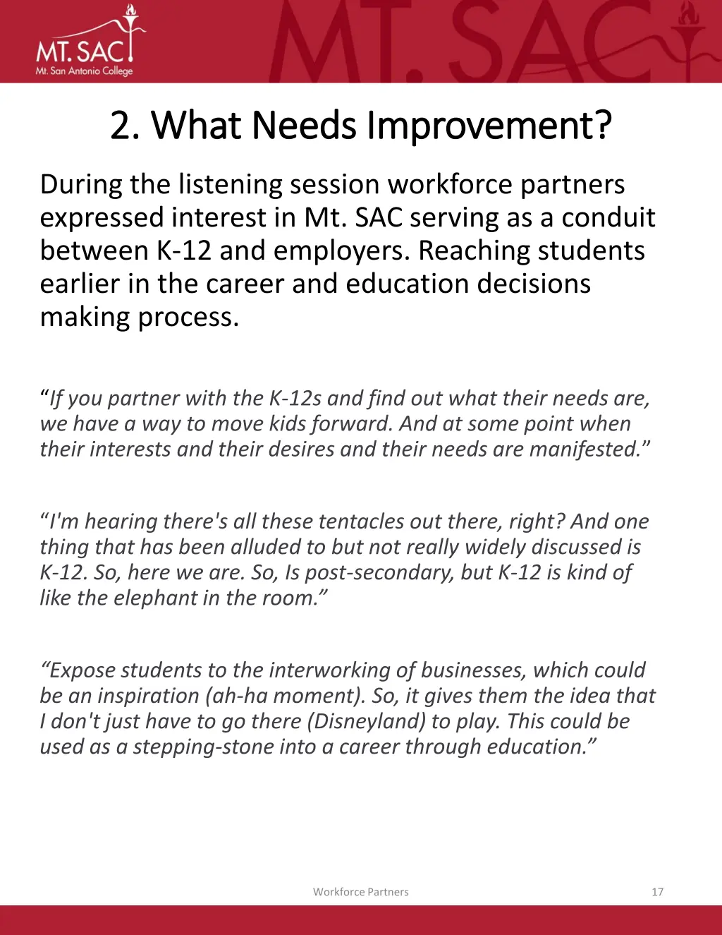 2 what needs improvement 2 what needs improvement 2