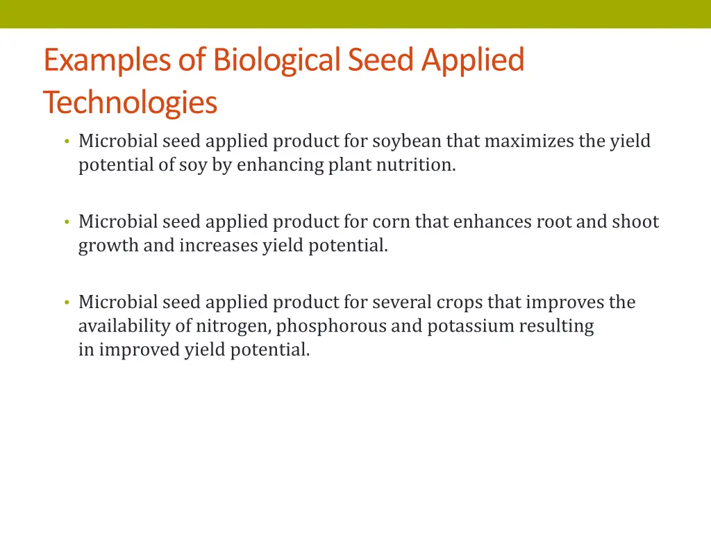 examples of biological seed applied technologies