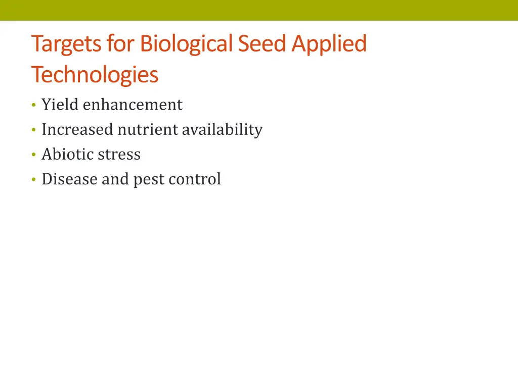 targets for biological seed applied technologies