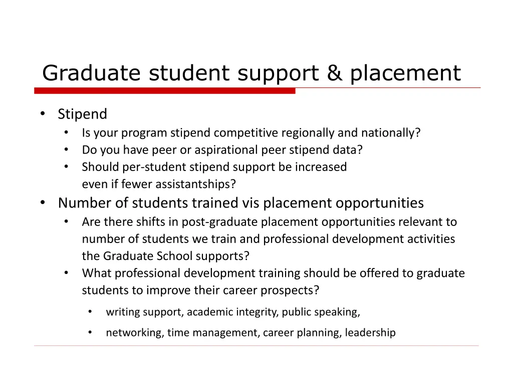 graduate student support placement