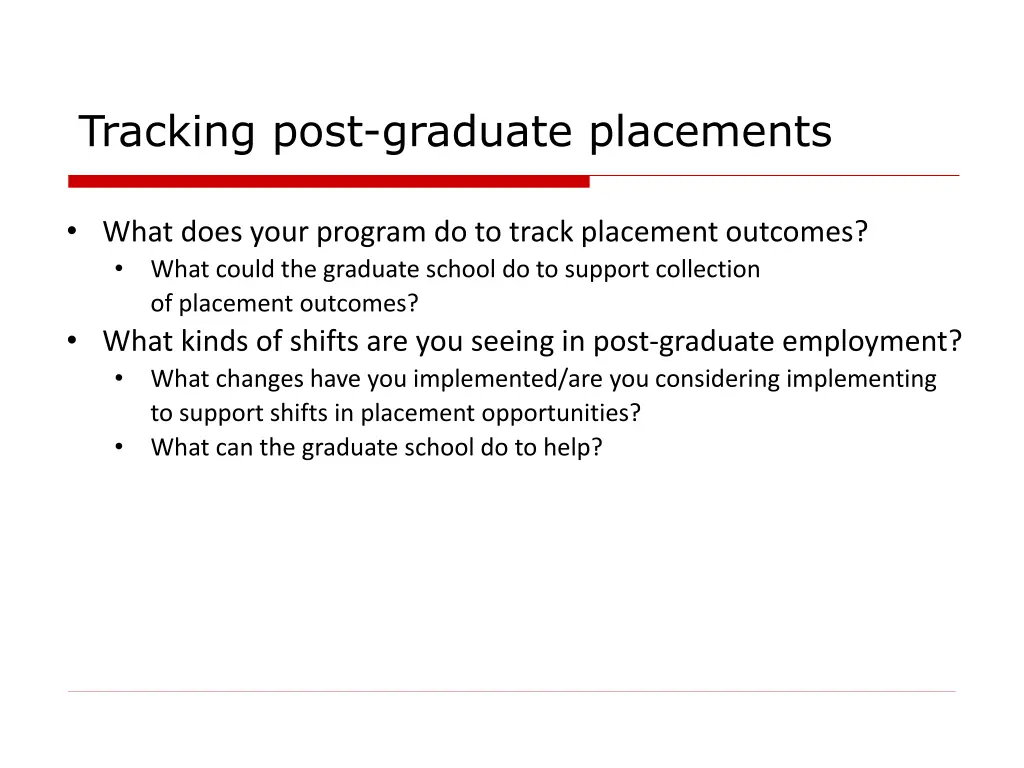 tracking post graduate placements