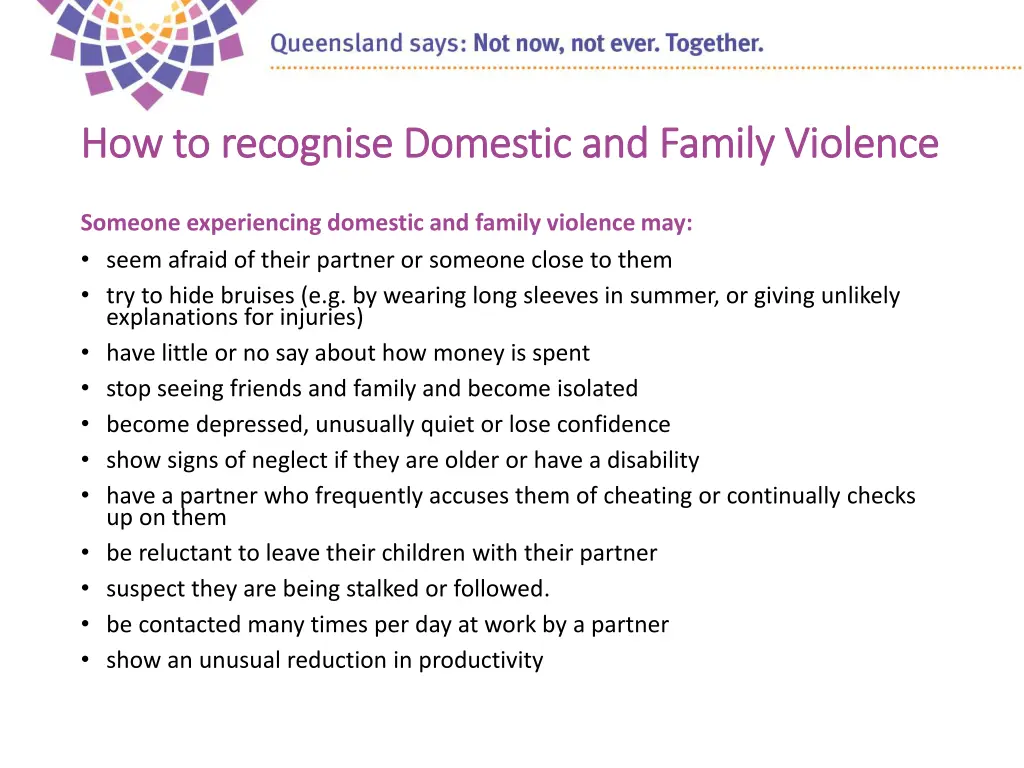 how to recognise domestic and family violence