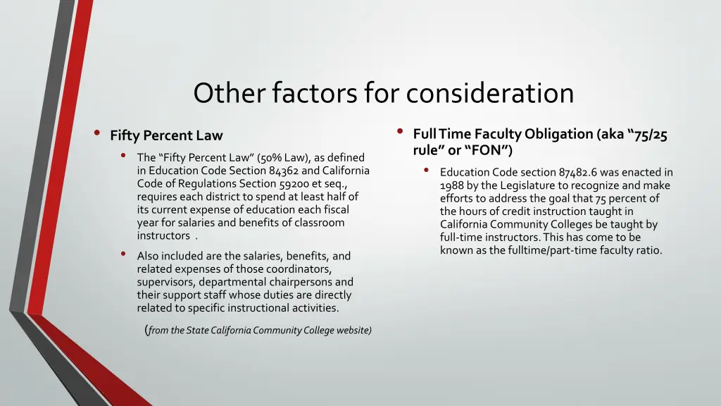 other factors for consideration fifty percent