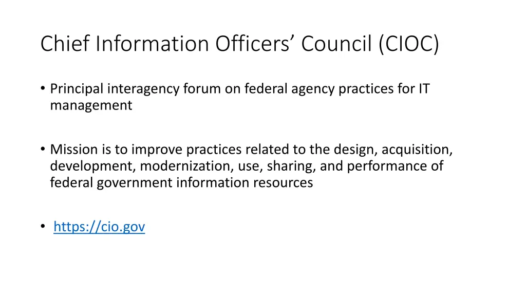 chief information officers council cioc