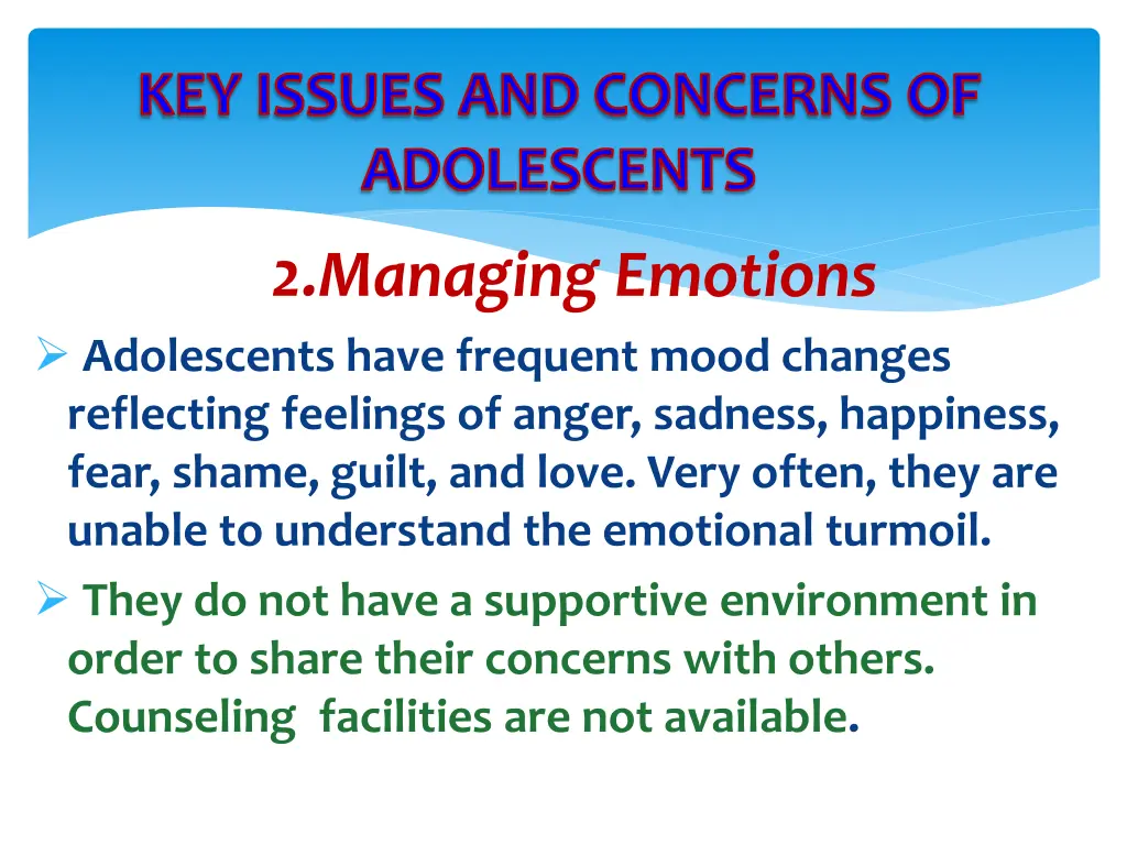key issues and concerns of adolescents 1