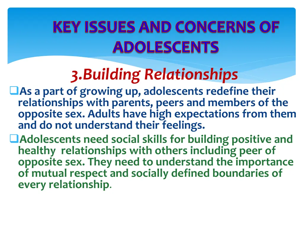 key issues and concerns of adolescents 2