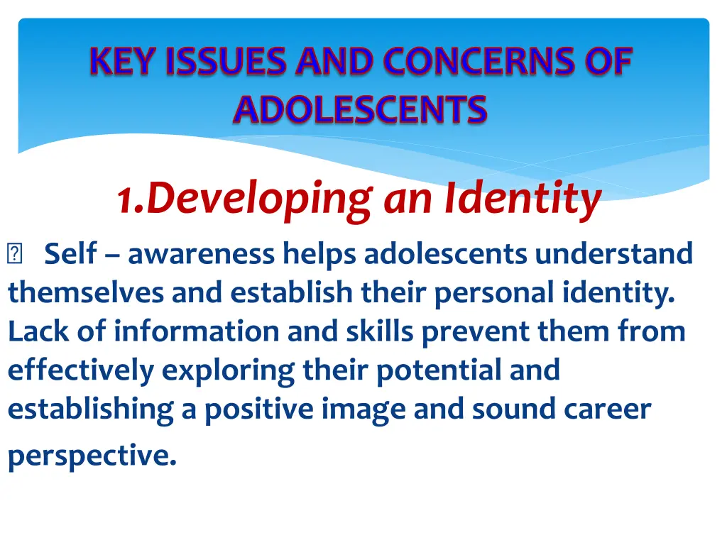 key issues and concerns of adolescents