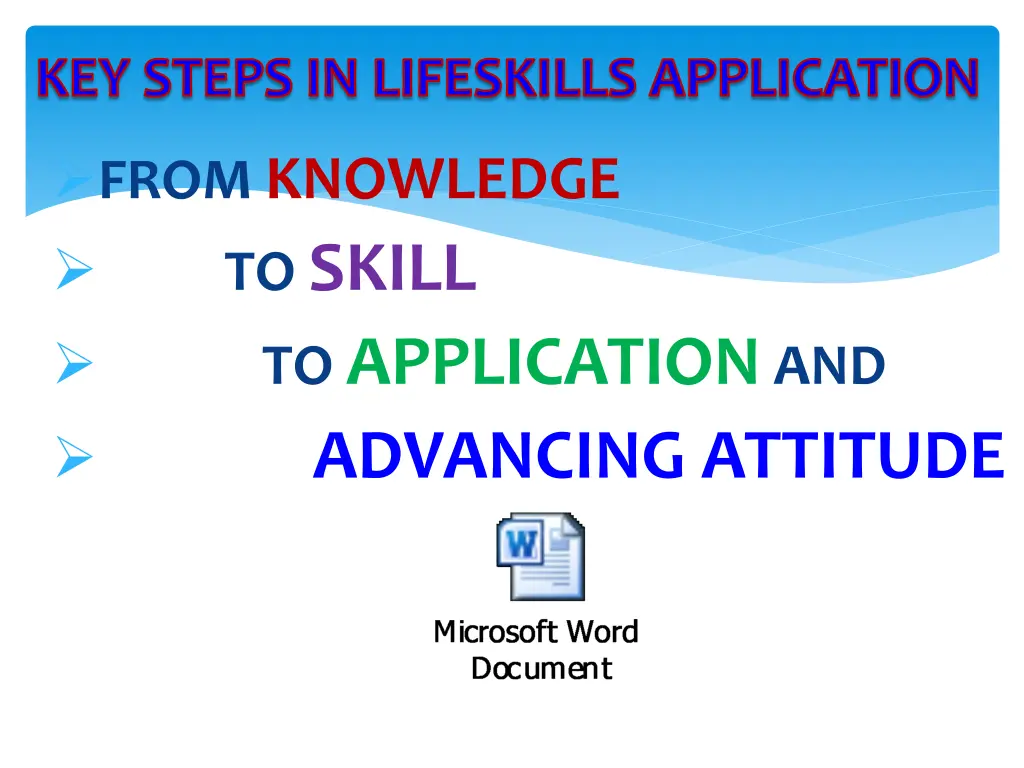 key steps in lifeskills application