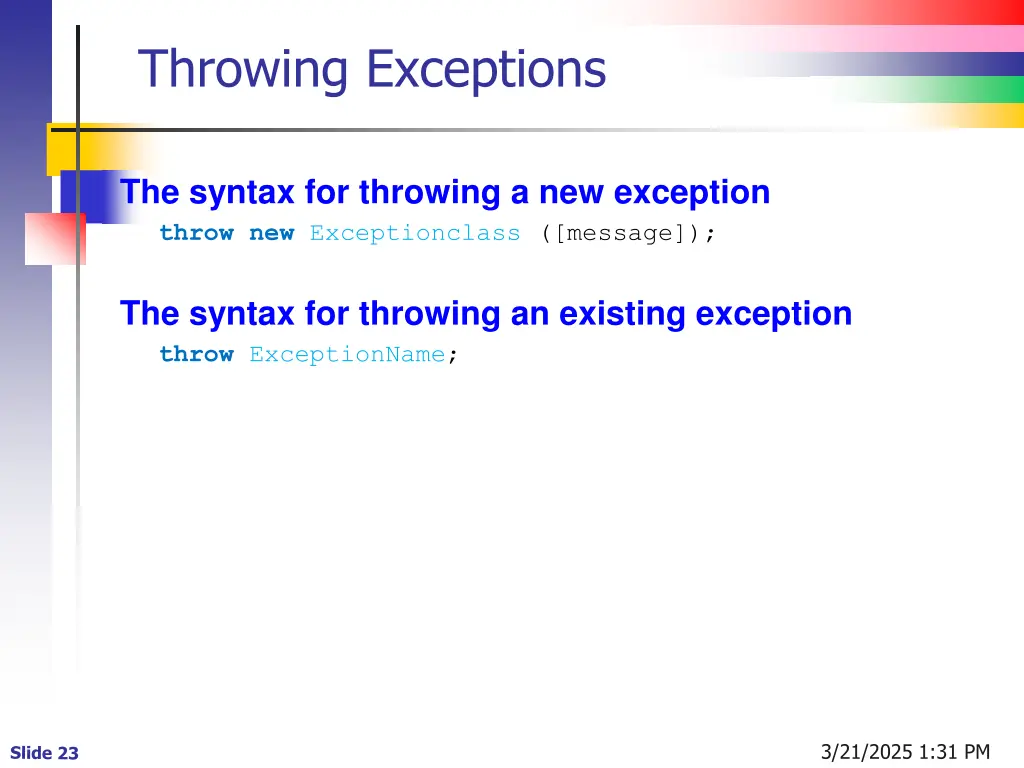 throwing exceptions