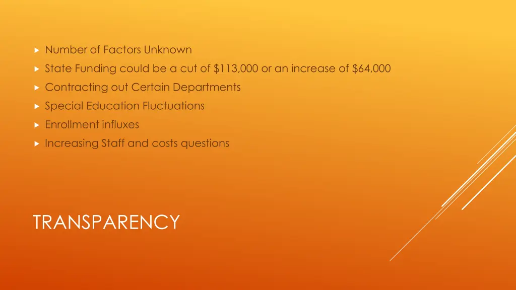 number of factors unknown