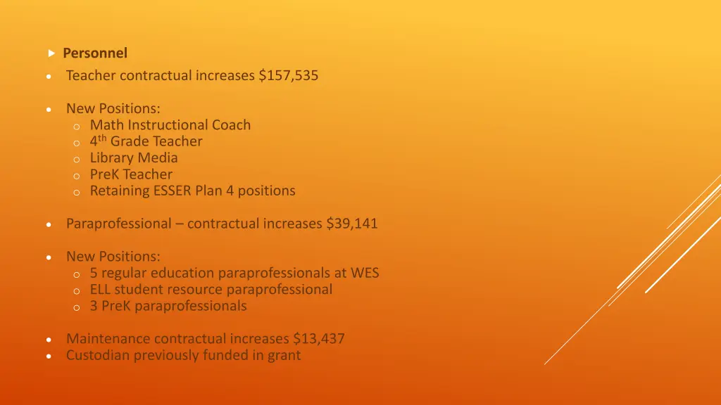 personnel teacher contractual increases 157 535