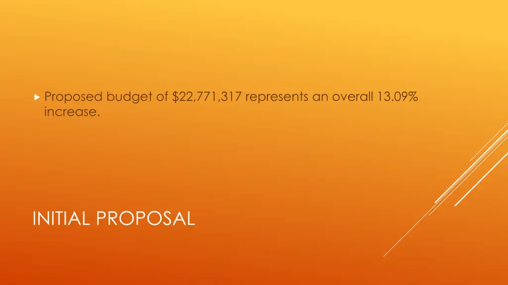 proposed budget of 22 771 317 represents