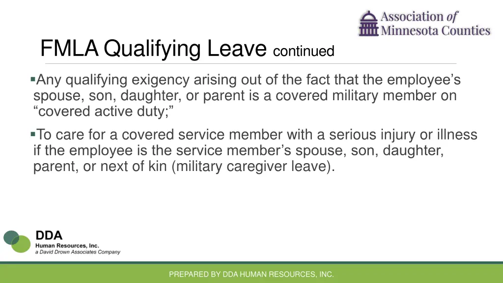 fmla qualifying leave continued