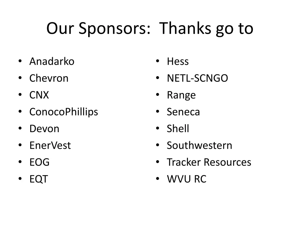 our sponsors thanks go to