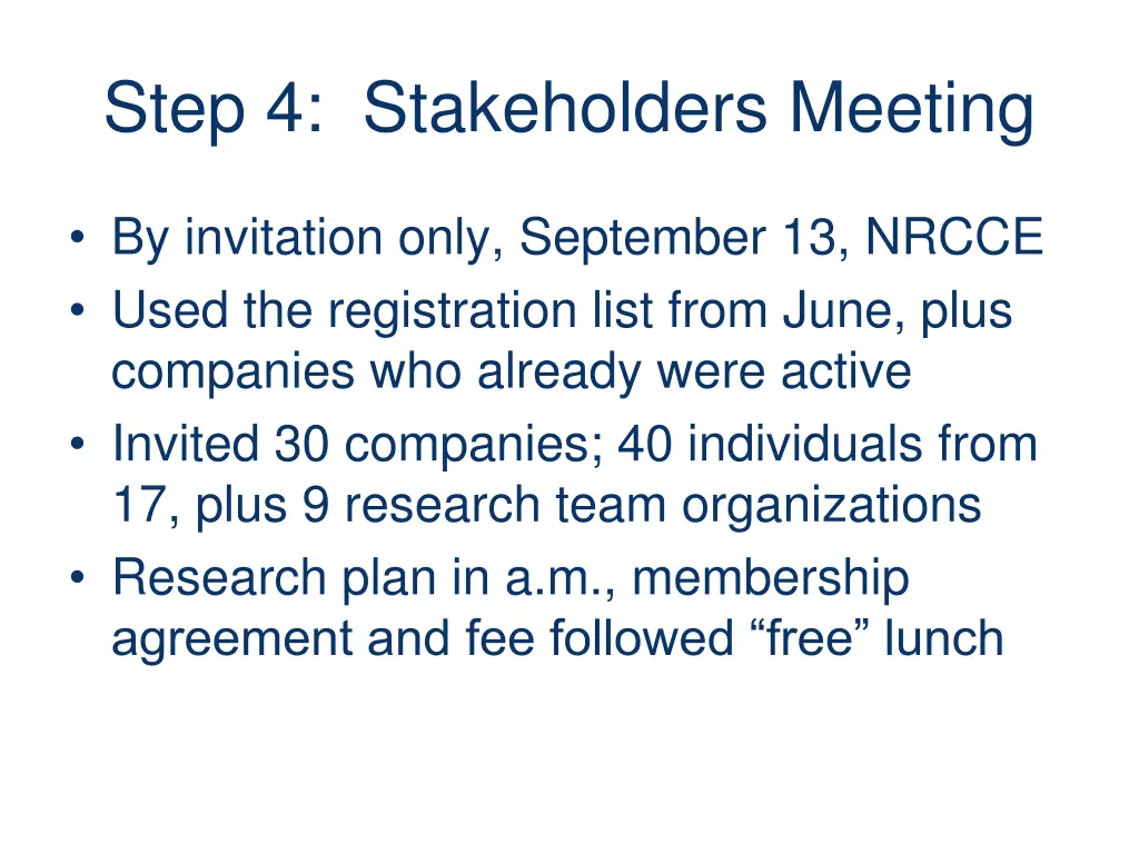 step 4 stakeholders meeting