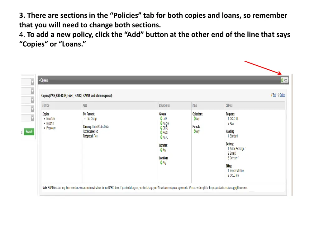 3 there are sections in the policies tab for both