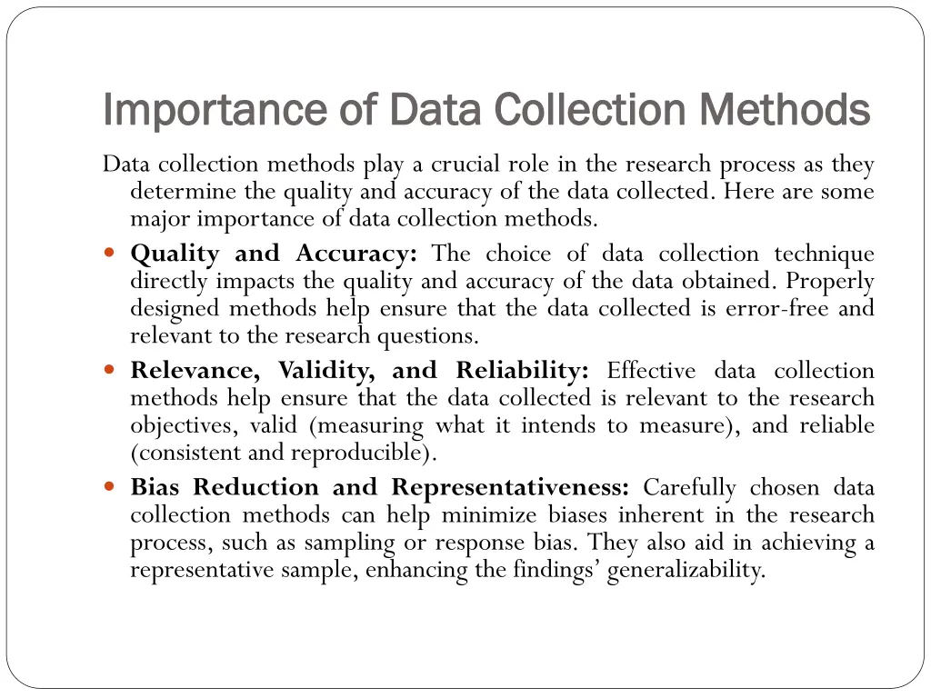 importance of data collection methods importance