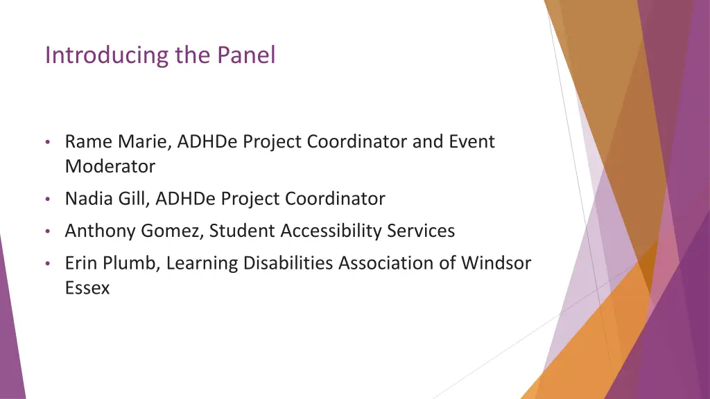 introducing the panel