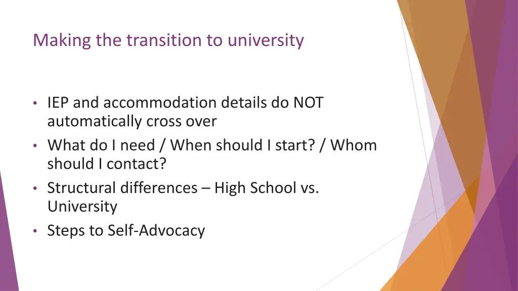 making the transition to university