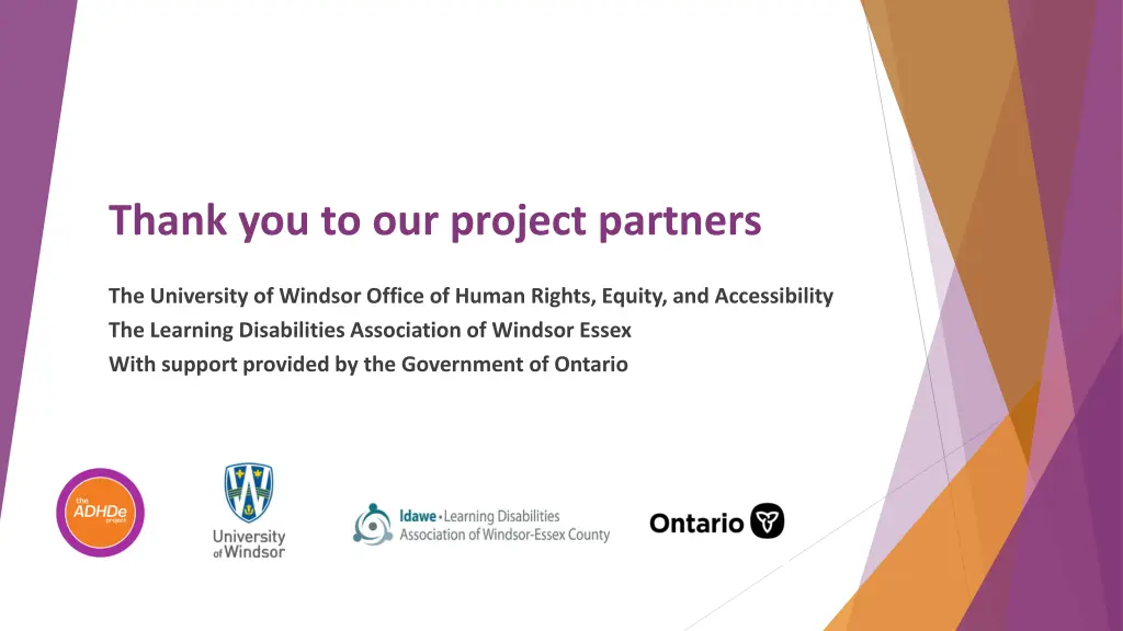thank you to our project partners