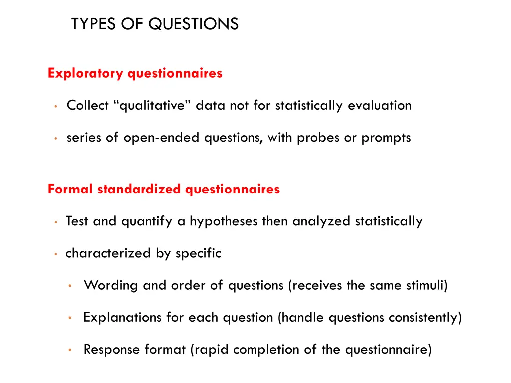 types of questions