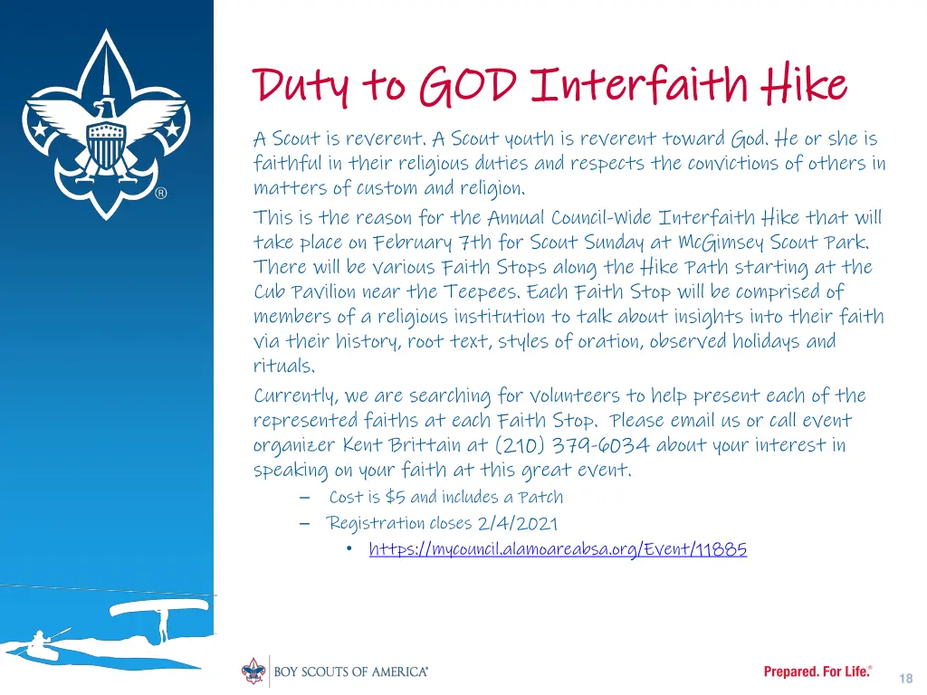 duty to god interfaith hike duty