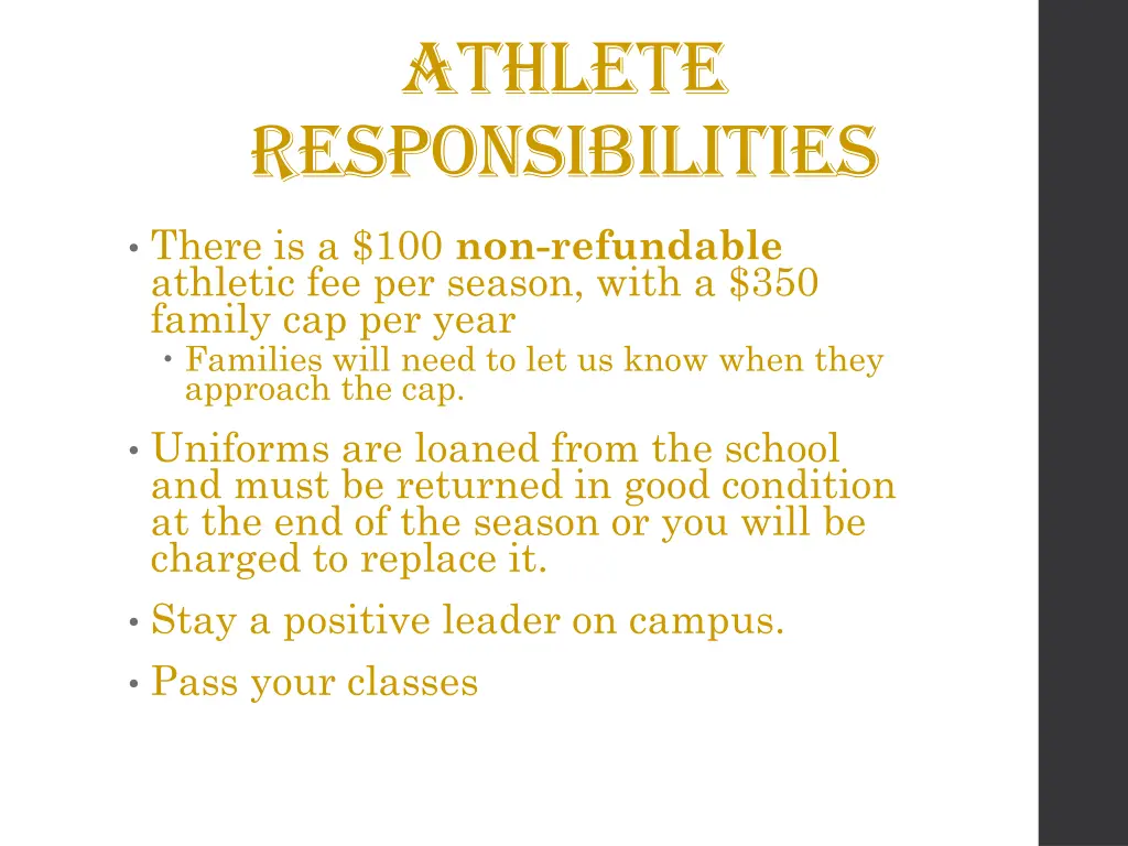 athlete responsibilities