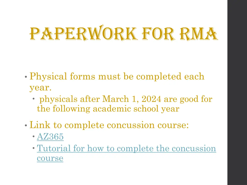 paperwork for rma