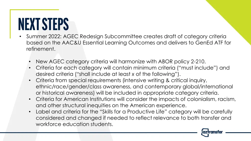 summer 2022 agec redesign subcommittee creates