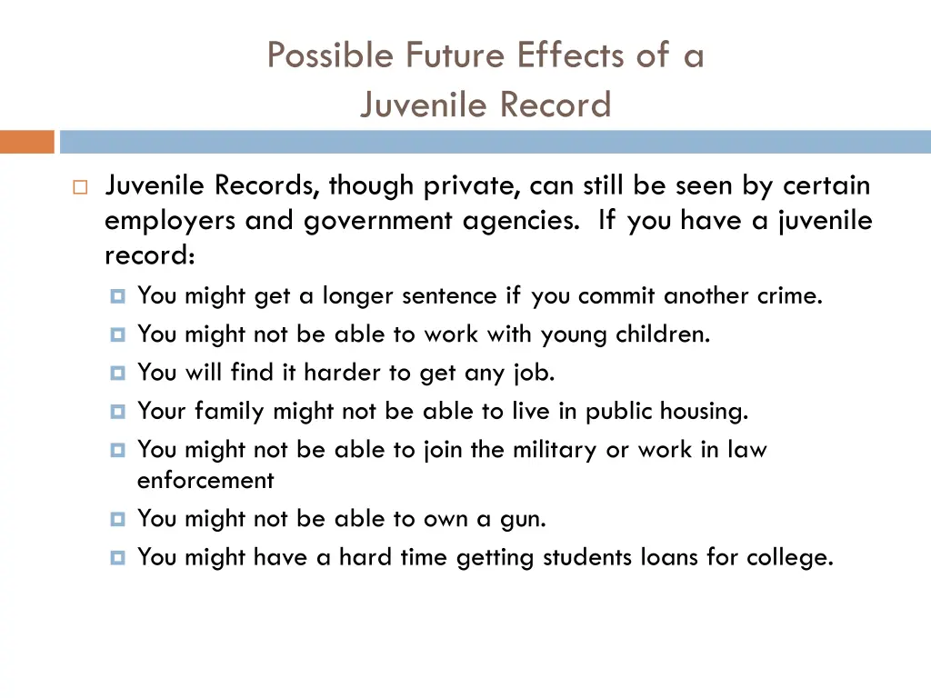 possible future effects of a juvenile record