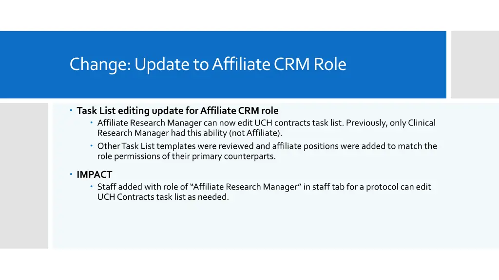 change update to affiliate crm role