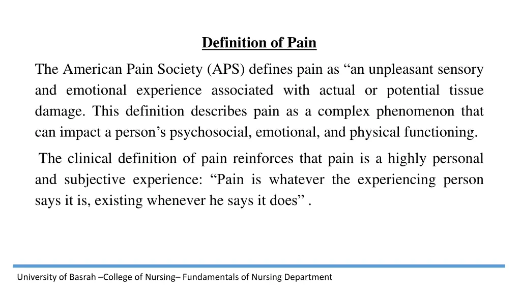 definition of pain